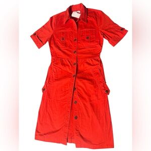 Derek Lam Collective Red Utility Dress Size 44 -  (M)Button Down Midi NWT